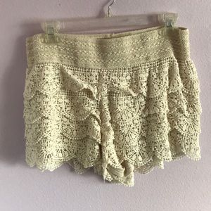 Crochet Cream Shorts